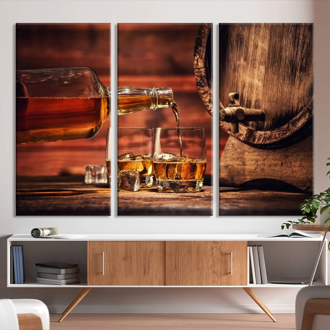 -Scotch Whiskey Barrel Cigar Bourbon Wall Art, Scotch Whiskey Cigar Wall Art Canvas Print