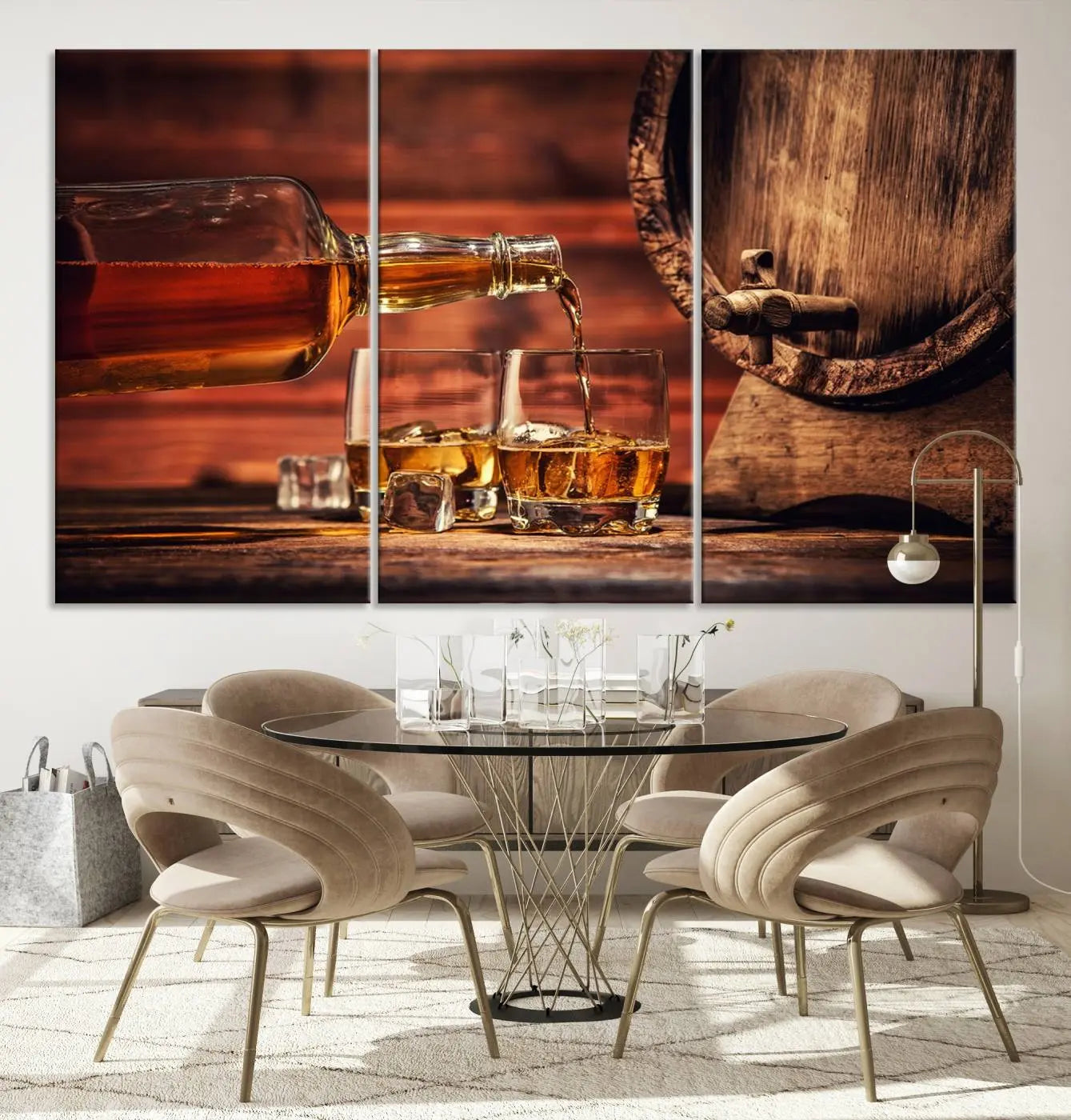 -Scotch Whiskey Barrel Cigar Bourbon Wall Art, Scotch Whiskey Cigar Wall Art Canvas Print