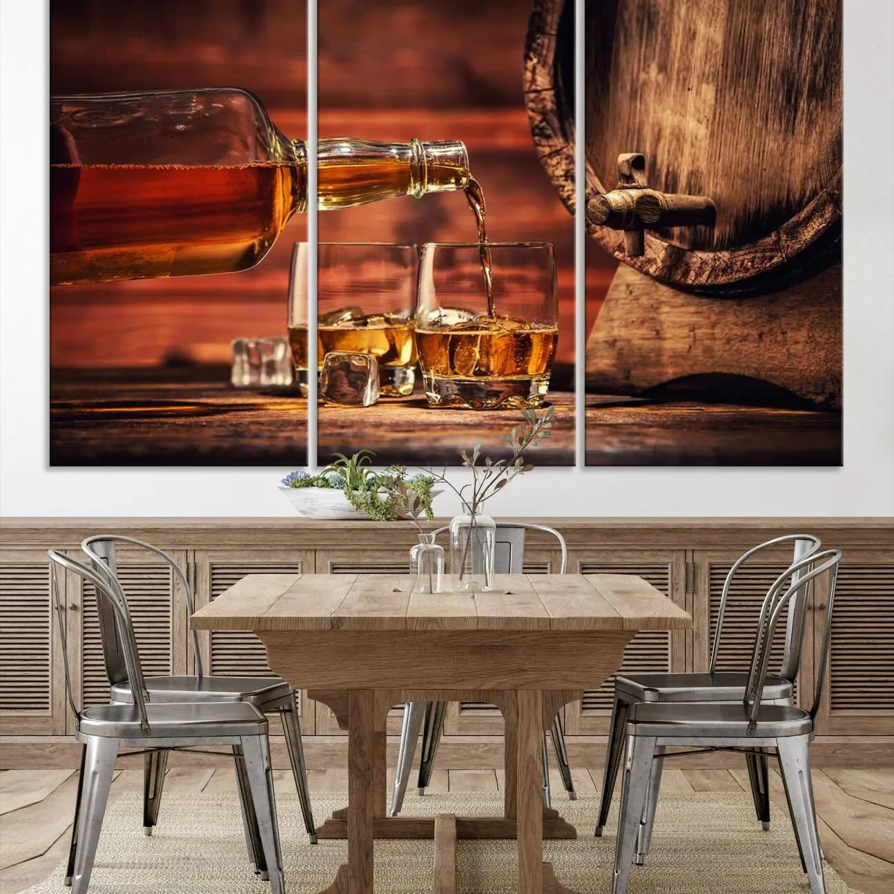 -Scotch Whiskey Barrel Cigar Bourbon Wall Art, Scotch Whiskey Cigar Wall Art Canvas Print