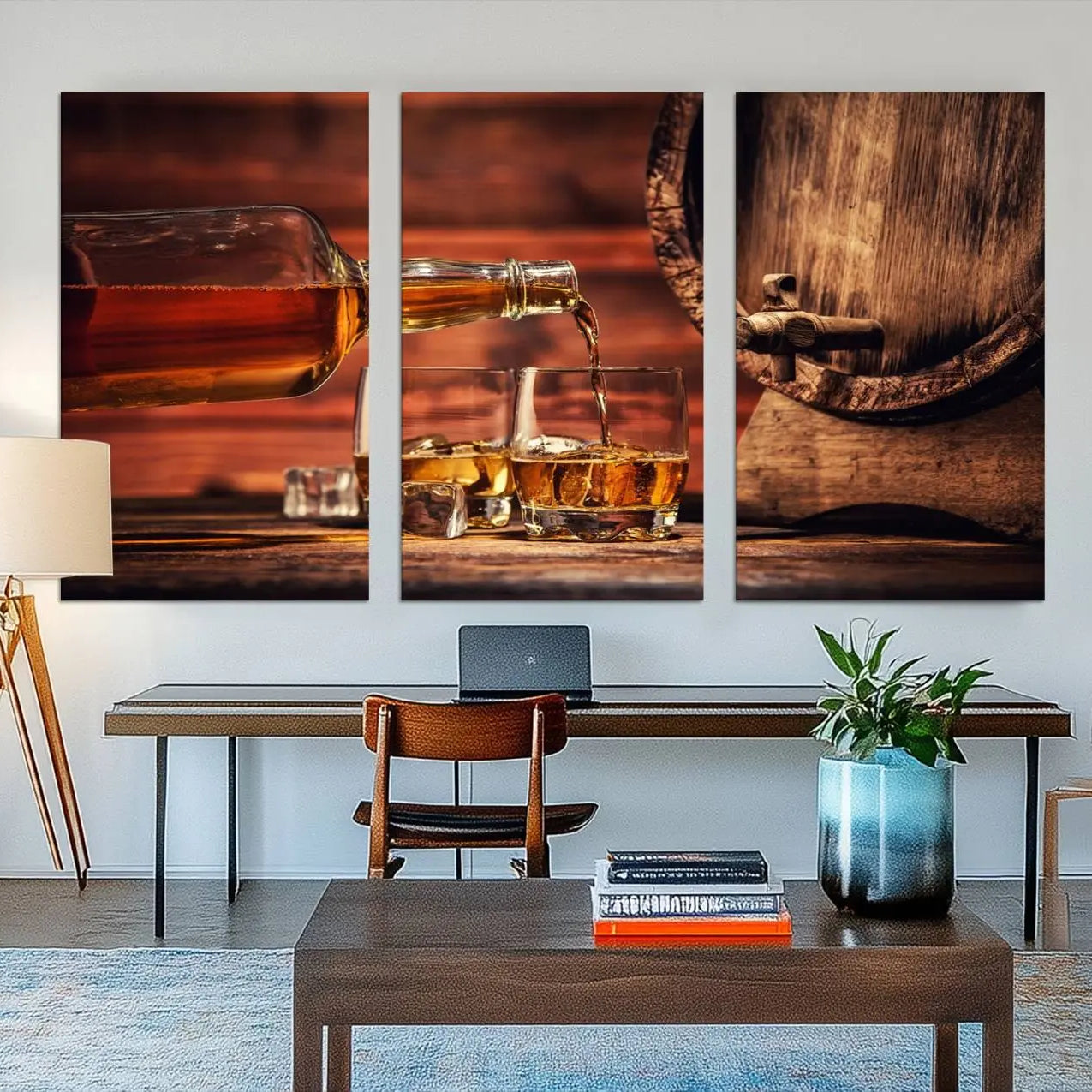 -Scotch Whiskey Barrel Cigar Bourbon Wall Art, Scotch Whiskey Cigar Wall Art Canvas Print
