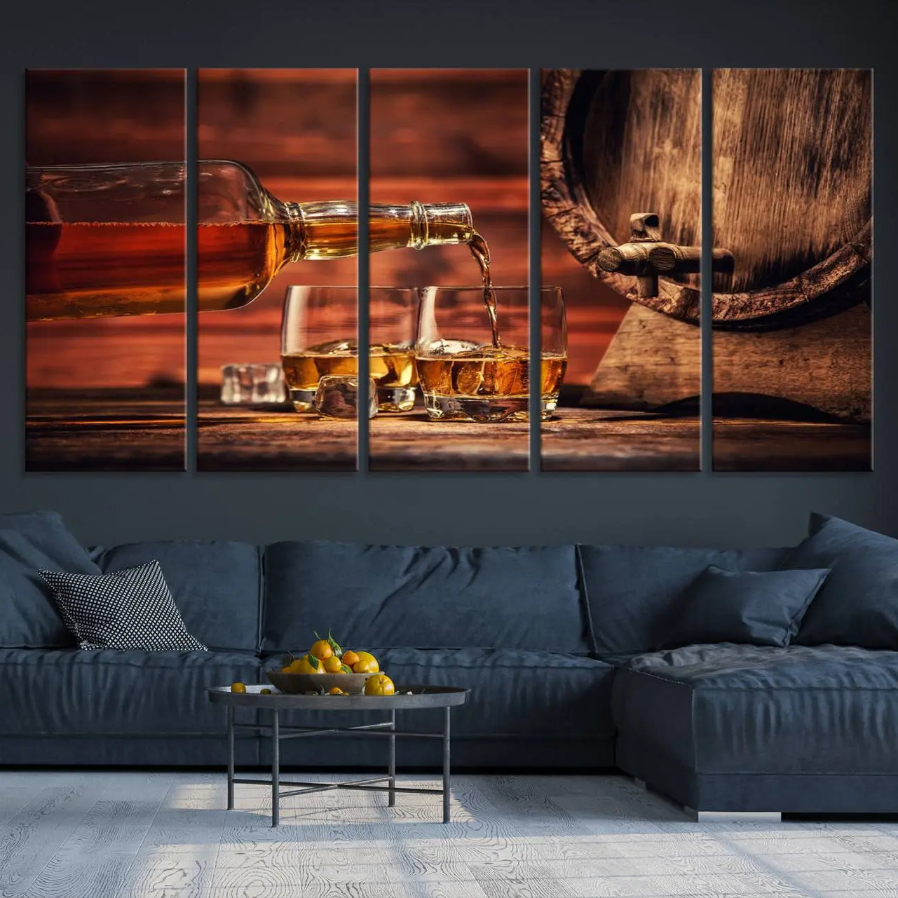 -Scotch Whiskey Barrel Cigar Bourbon Wall Art, Scotch Whiskey Cigar Wall Art Canvas Print