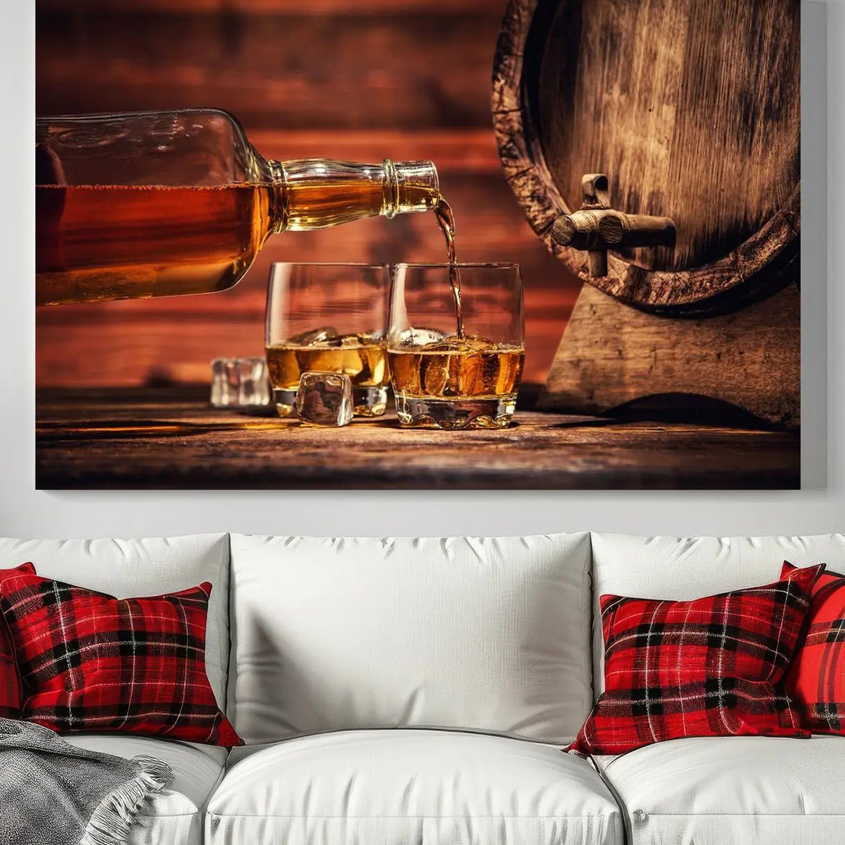 21266-MGV-CV-36X24-Scotch Whiskey Barrel Cigar Bourbon Wall Art, Scotch Whiskey Cigar Wall Art Canvas Print