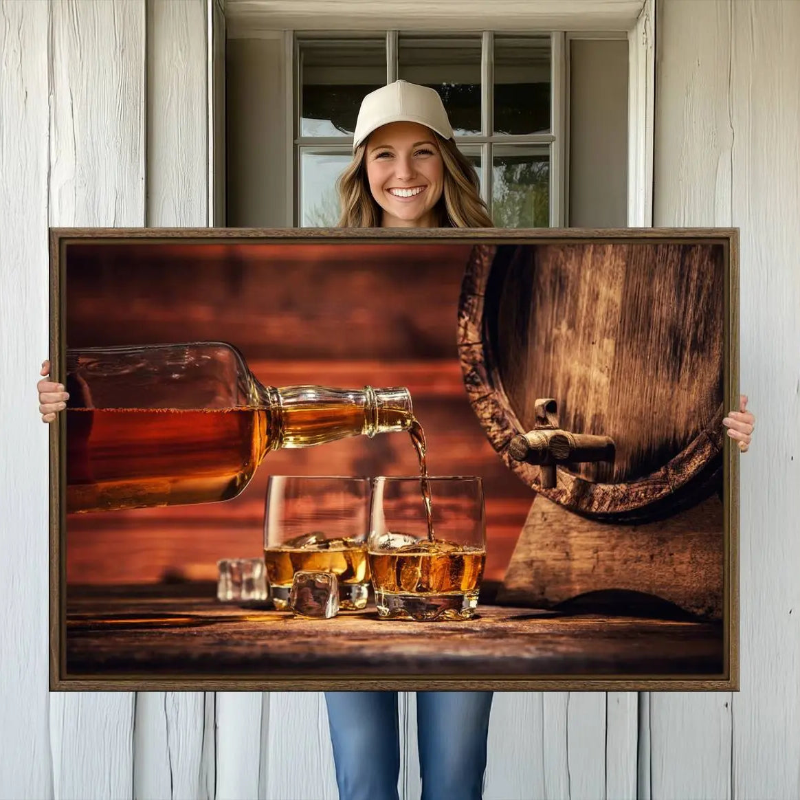 -Scotch Whiskey Barrel Cigar Bourbon Wall Art, Scotch Whiskey Cigar Wall Art Canvas Print