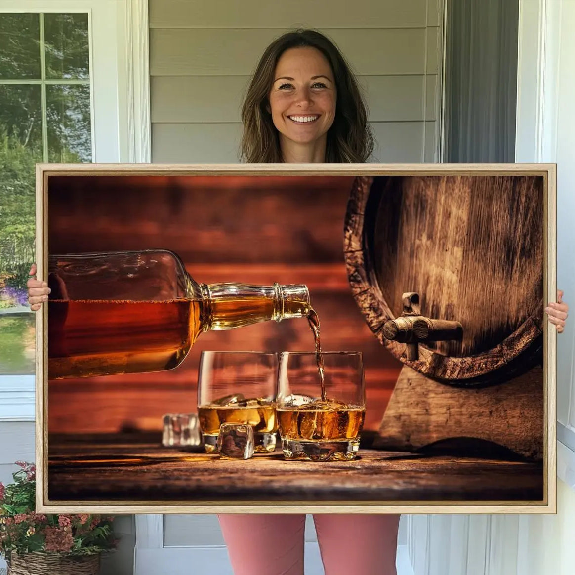-Scotch Whiskey Barrel Cigar Bourbon Wall Art, Scotch Whiskey Cigar Wall Art Canvas Print