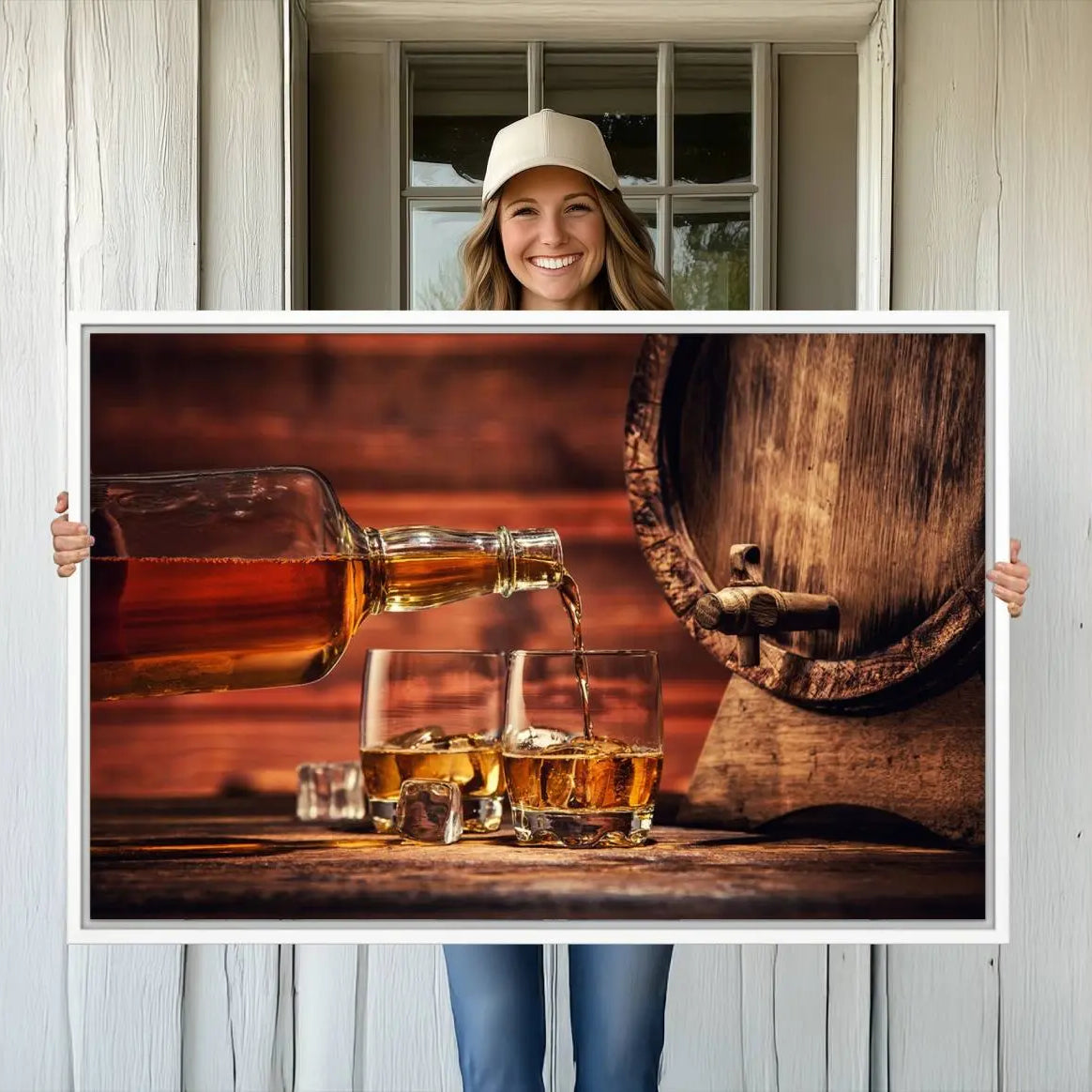 -Scotch Whiskey Barrel Cigar Bourbon Wall Art, Scotch Whiskey Cigar Wall Art Canvas Print