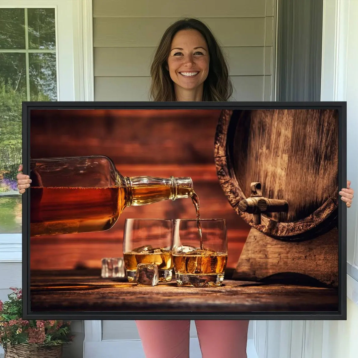-Scotch Whiskey Barrel Cigar Bourbon Wall Art, Scotch Whiskey Cigar Wall Art Canvas Print