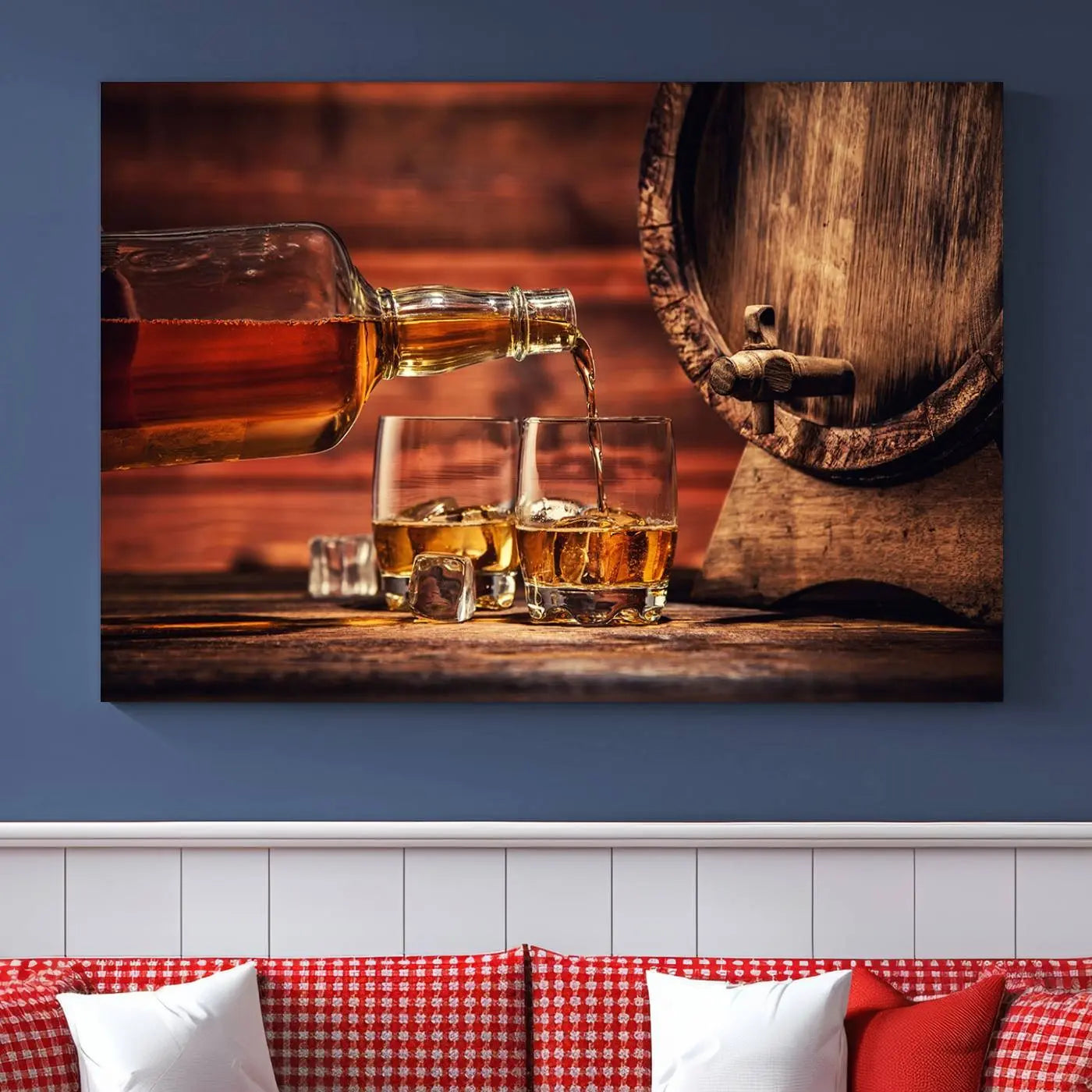 21266-MGV-CV-36X24-Scotch Whiskey Barrel Cigar Bourbon Wall Art, Scotch Whiskey Cigar Wall Art Canvas Print
