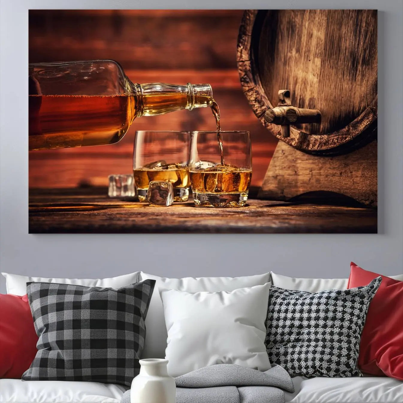 21266-MGV-CV-36X24-Scotch Whiskey Barrel Cigar Bourbon Wall Art, Scotch Whiskey Cigar Wall Art Canvas Print