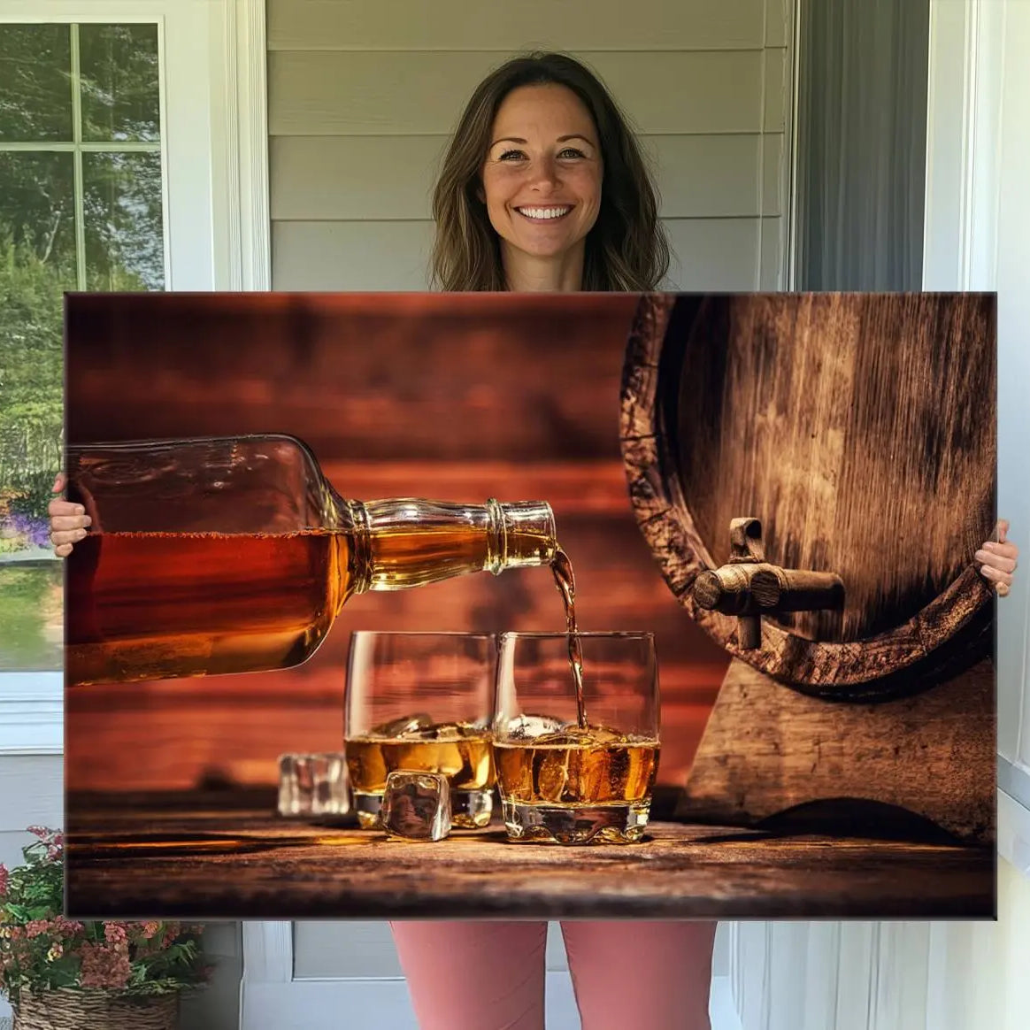 21266-MGV-CV-36X24-Scotch Whiskey Barrel Cigar Bourbon Wall Art, Scotch Whiskey Cigar Wall Art Canvas Print