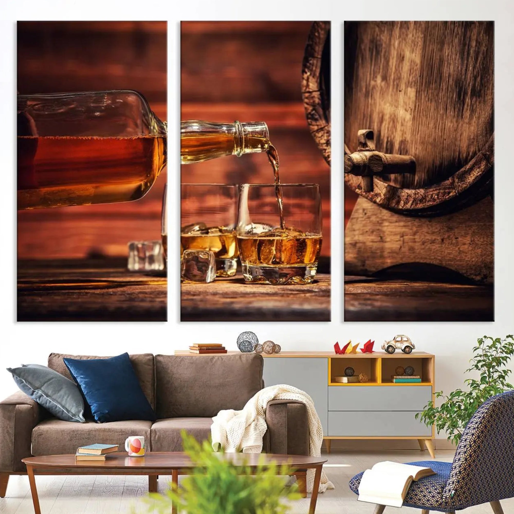 21266-MGV-CV-36X24-Scotch Whiskey Barrel Cigar Bourbon Wall Art, Scotch Whiskey Cigar Wall Art Canvas Print