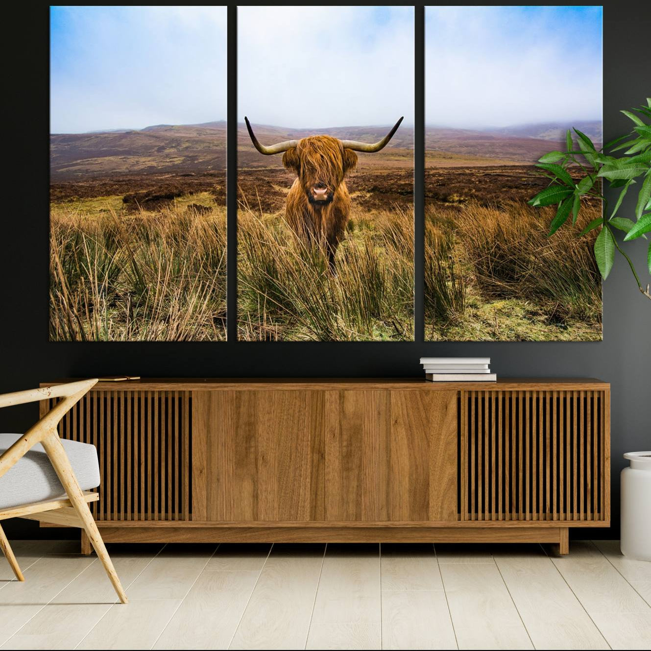 -Scottish Highland Cow Cattle Art Canvas Print Farmhouse Wall Art Canvas Print