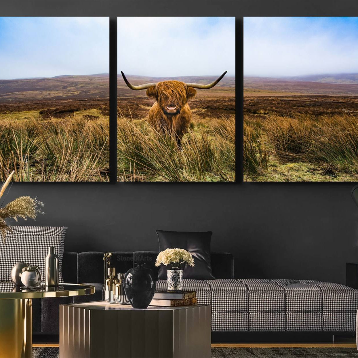 -Scottish Highland Cow Cattle Art Canvas Print Farmhouse Wall Art Canvas Print