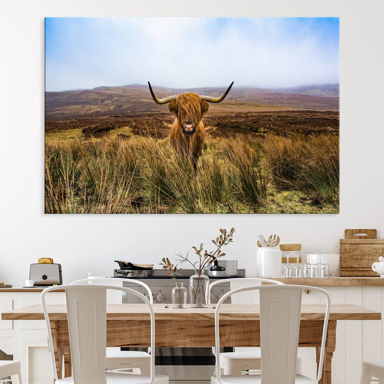36762-MGV-CV-36X24-Scottish Highland Cow Cattle Art Canvas Print Farmhouse Wall Art Canvas Print