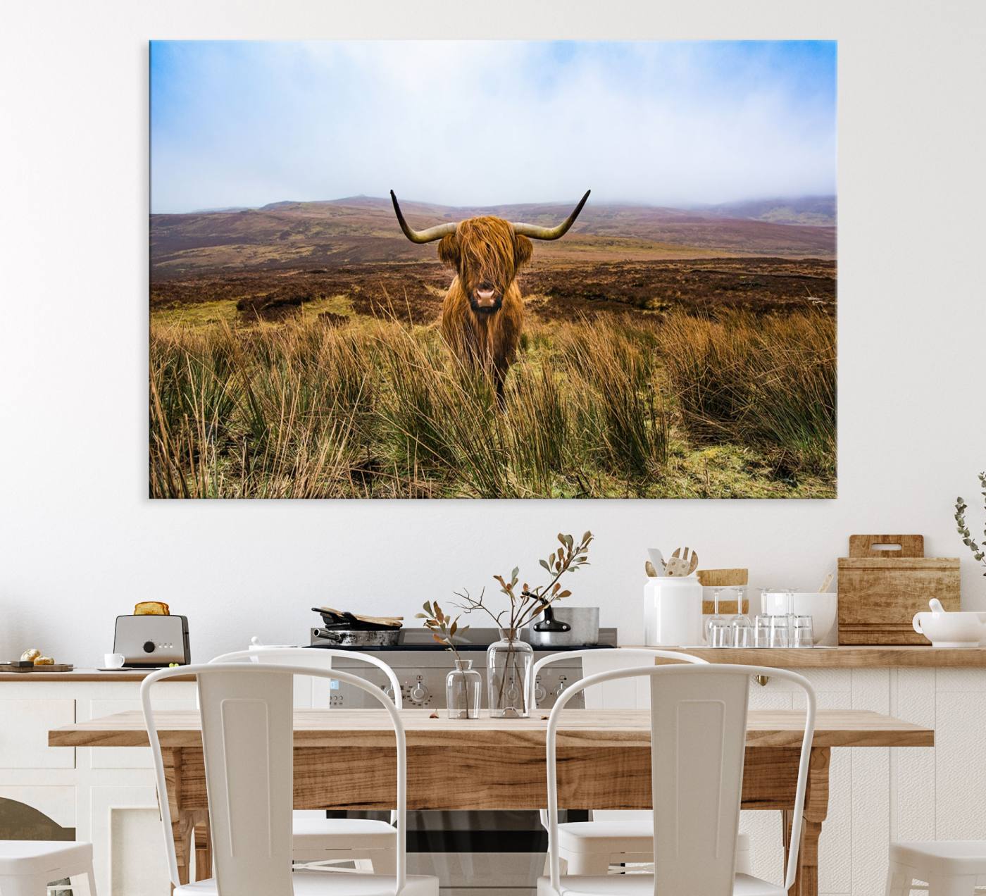36762-MGV-CV-36X24-Scottish Highland Cow Cattle Art Canvas Print Farmhouse Wall Art Canvas Print