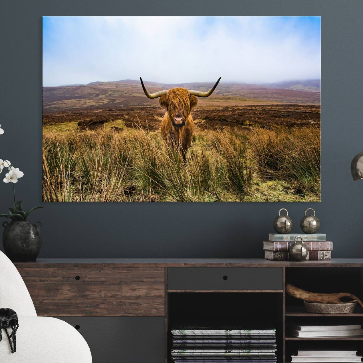 36762-MGV-CV-36X24-Scottish Highland Cow Cattle Art Canvas Print Farmhouse Wall Art Canvas Print