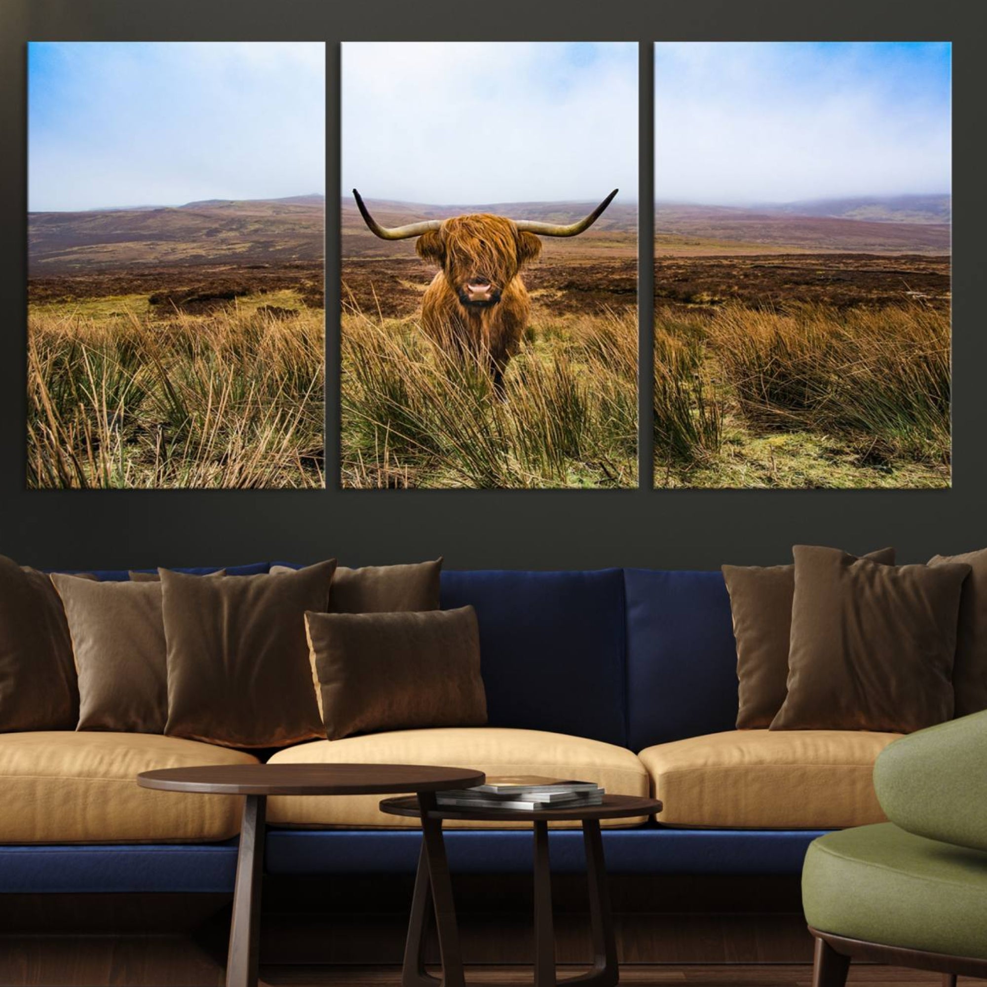 36762-MGV-CV-36X24-Scottish Highland Cow Cattle Art Canvas Print Farmhouse Wall Art Canvas Print