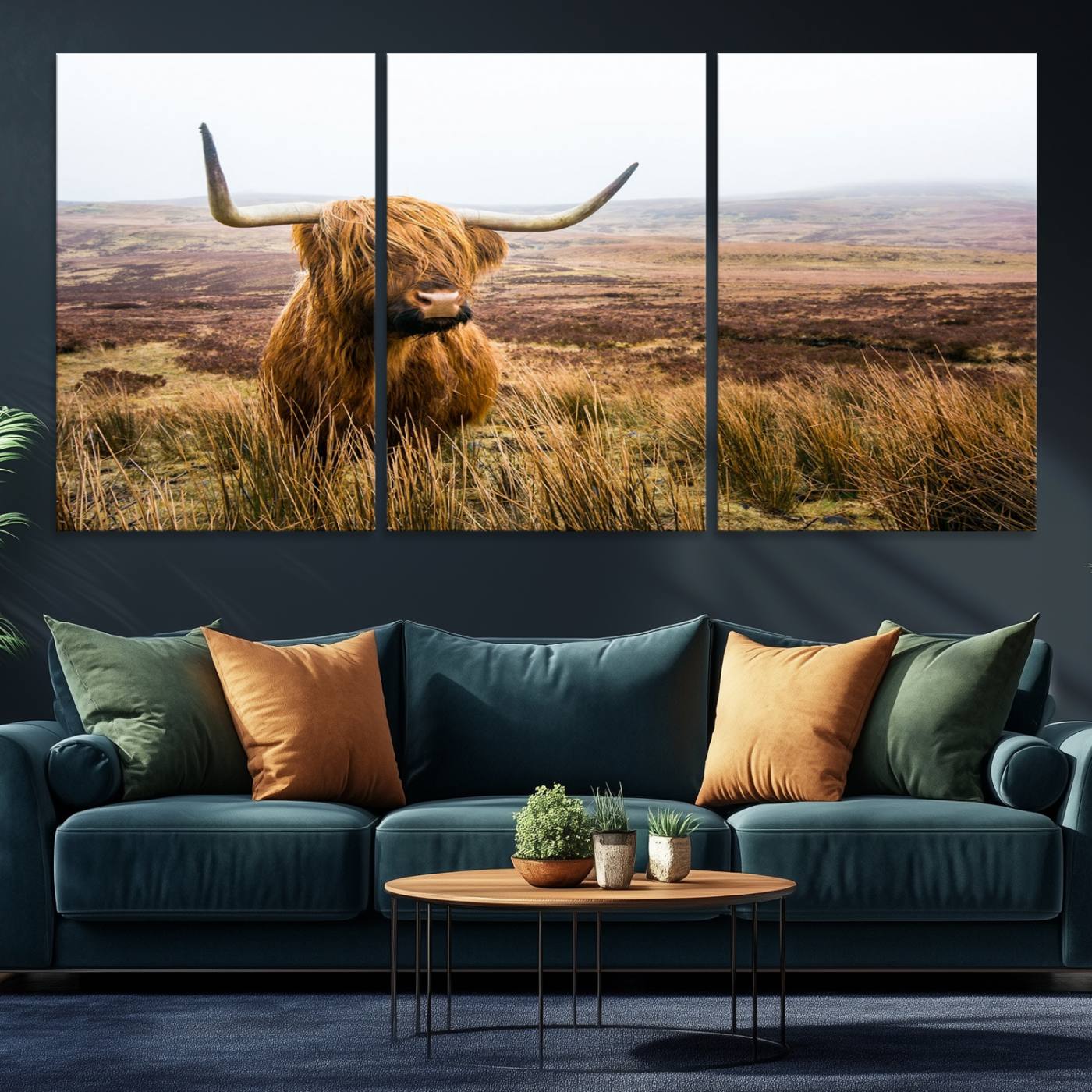 -Scottish Highland Cow Cattle Art Print Farmhouse Wall Art Canvas Print