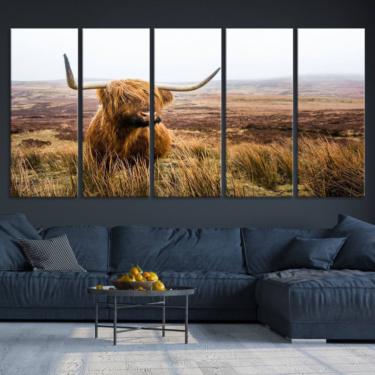 -Scottish Highland Cow Cattle Art Print Farmhouse Wall Art Canvas Print