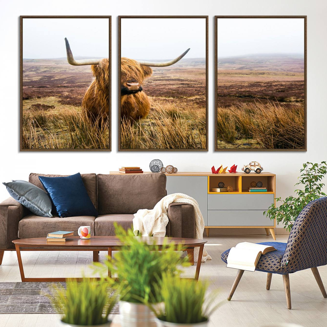 -Scottish Highland Cow Cattle Art Print Farmhouse Wall Art Canvas Print