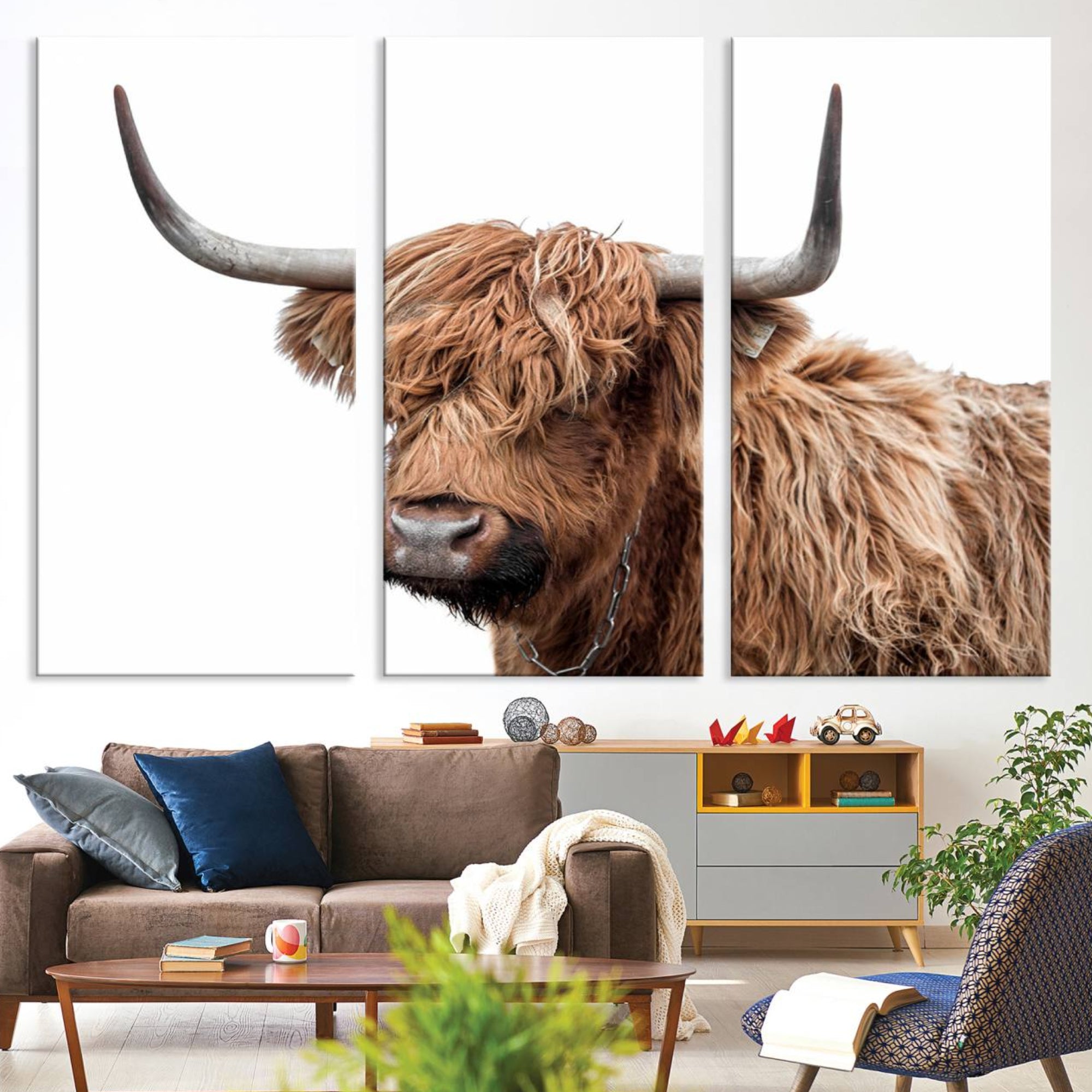 93864-MGV-CV-36X24-Self Portrait of Highland Cow Canvas, Cattle Wall Decor Wall Art Print