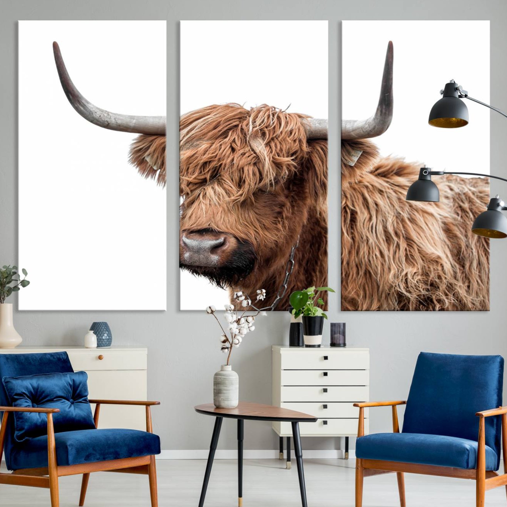 93864-MGV-CV-36X24-Self Portrait of Highland Cow Canvas, Cattle Wall Decor Wall Art Print