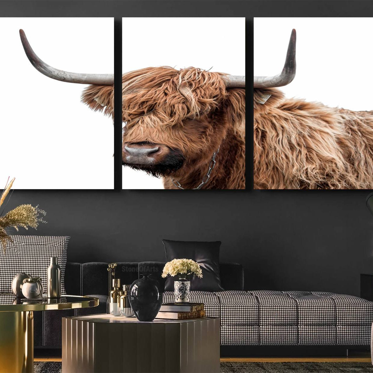 -Self Portrait of Highland Cow Canvas, Cattle Wall Decor Wall Art Print