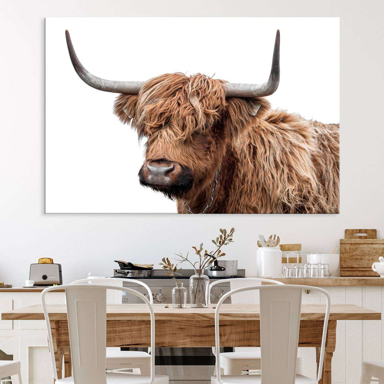 93864-MGV-CV-36X24-Self Portrait of Highland Cow Canvas, Cattle Wall Decor Wall Art Print