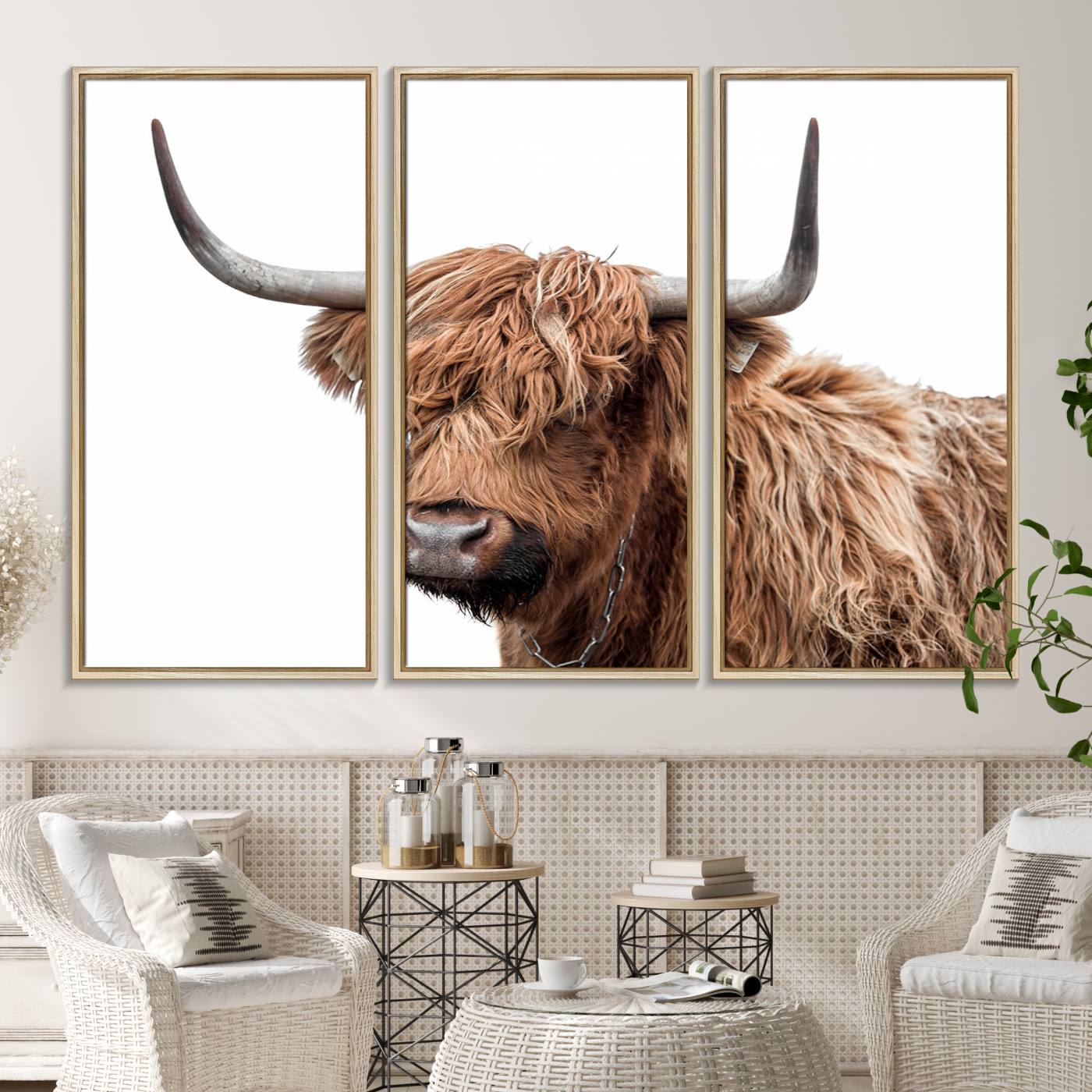-Self Portrait of Highland Cow Canvas, Cattle Wall Decor Wall Art Print