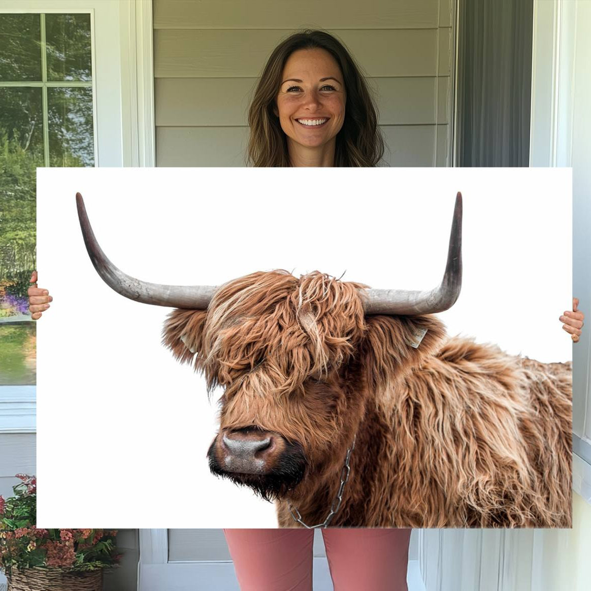 93864-MGV-CV-36X24-Self Portrait of Highland Cow Canvas, Cattle Wall Decor Wall Art Print