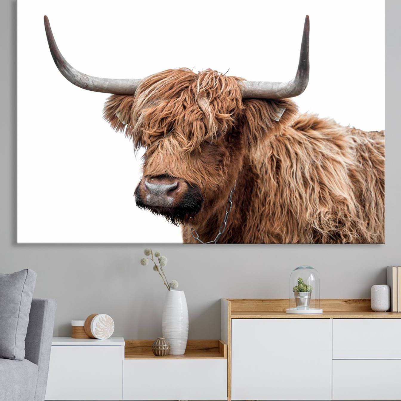 -Self Portrait of Highland Cow Canvas, Cattle Wall Decor Wall Art Print