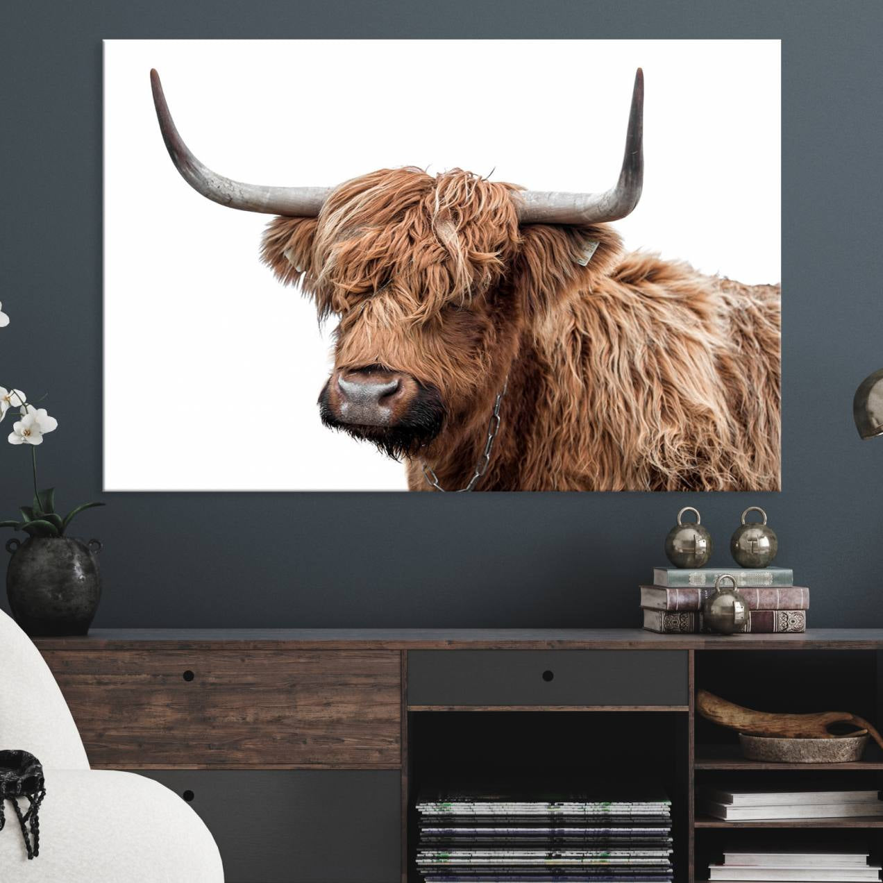 93864-MGV-CV-36X24-Self Portrait of Highland Cow Canvas, Cattle Wall Decor Wall Art Print