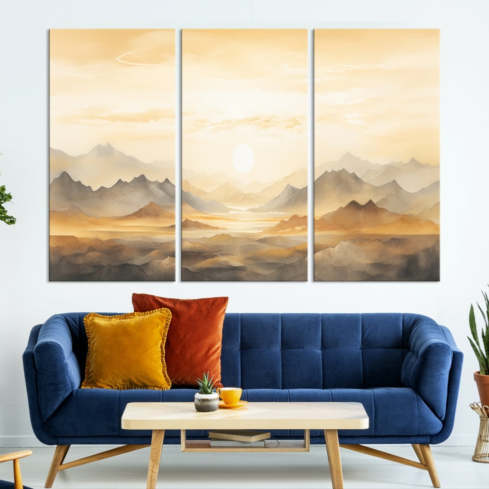 Edit-Images-Sepia Color Abstract Mountain Wall Art Canvas Print