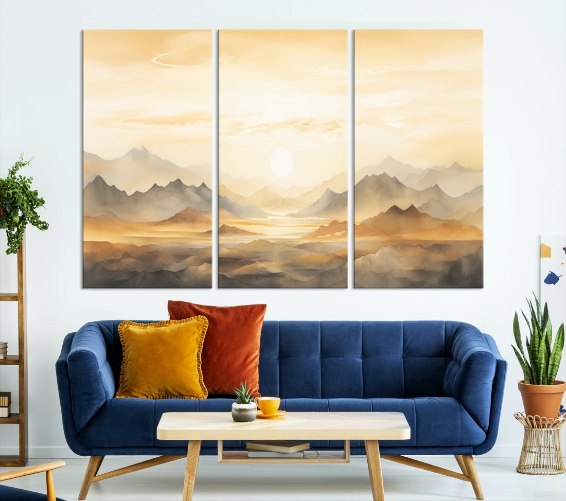 Edit-Images-Sepia Color Abstract Mountain Wall Art Canvas Print