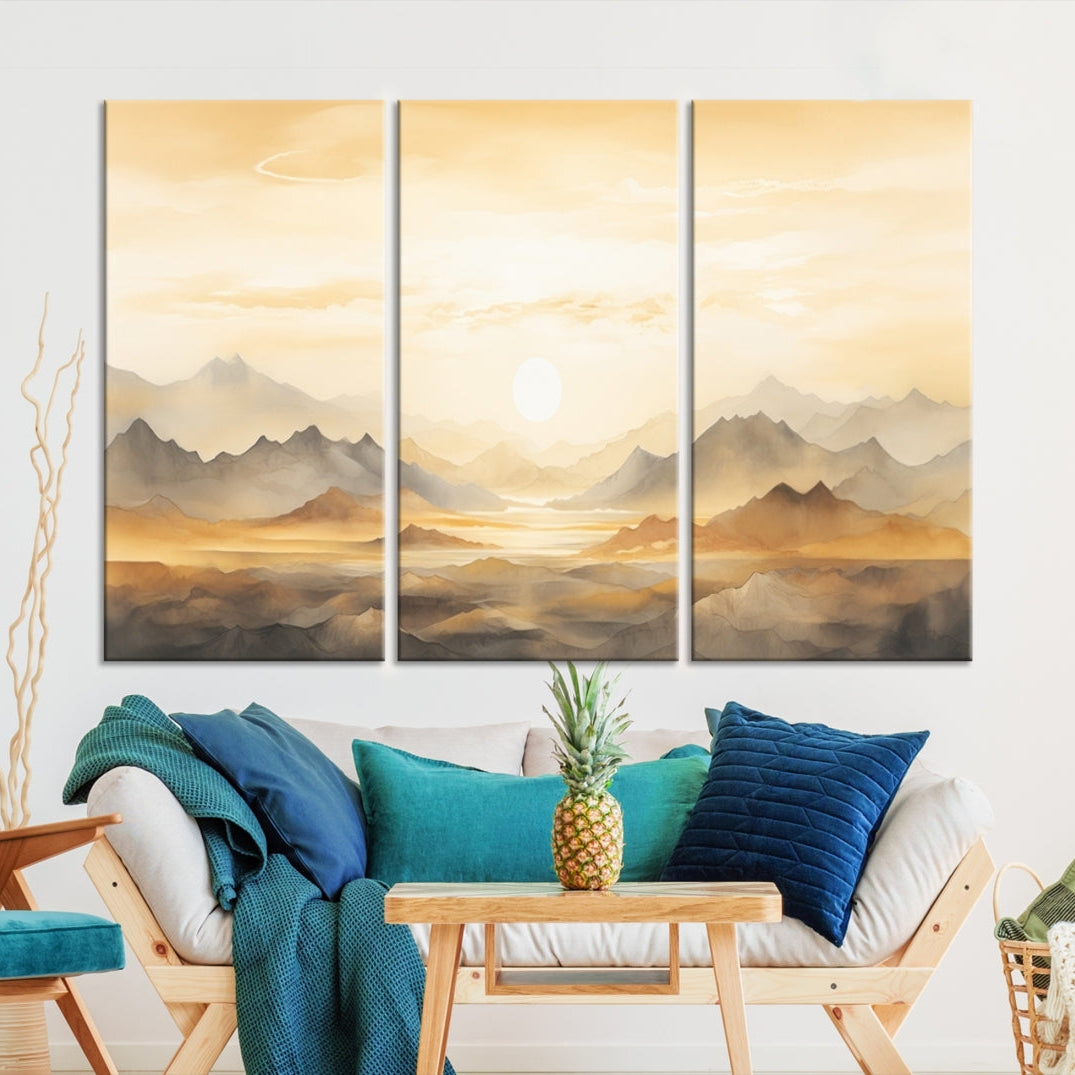 Edit-Images-Sepia Color Abstract Mountain Wall Art Canvas Print