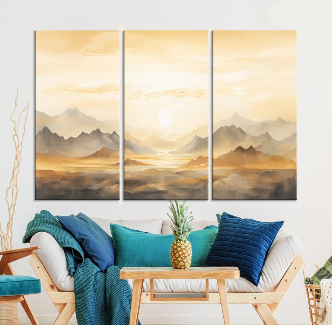 Edit-Images-Sepia Color Abstract Mountain Wall Art Canvas Print