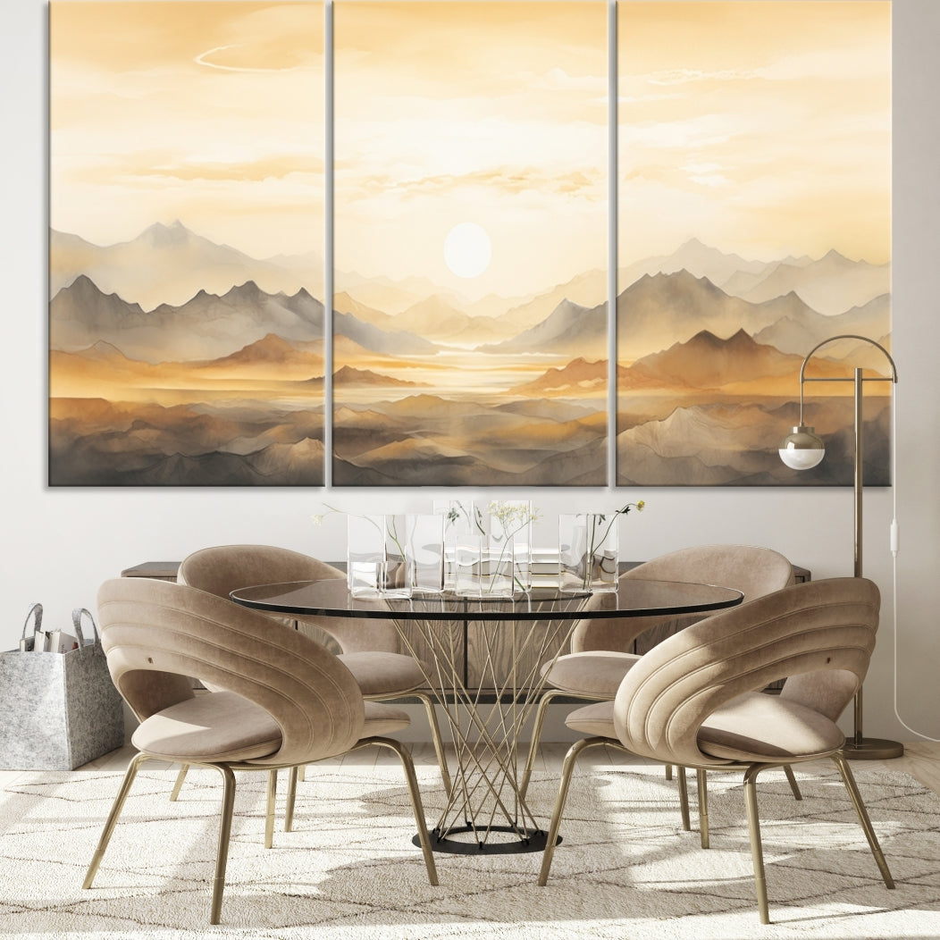 Edit-Images-Sepia Color Abstract Mountain Wall Art Canvas Print