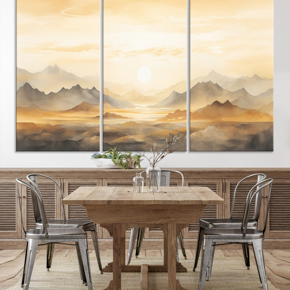 Edit-Images-Sepia Color Abstract Mountain Wall Art Canvas Print