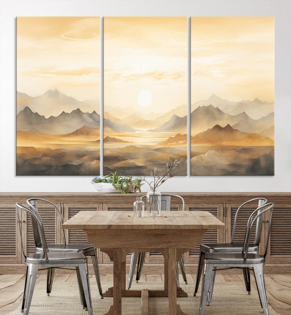 Edit-Images-Sepia Color Abstract Mountain Wall Art Canvas Print