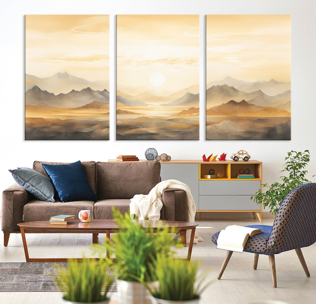 Edit-Images-Sepia Color Abstract Mountain Wall Art Canvas Print