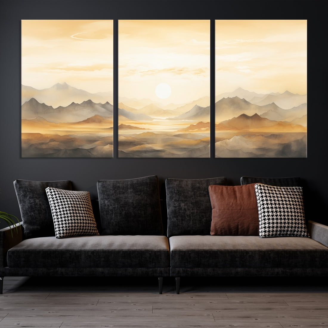 Edit-Images-Sepia Color Abstract Mountain Wall Art Canvas Print
