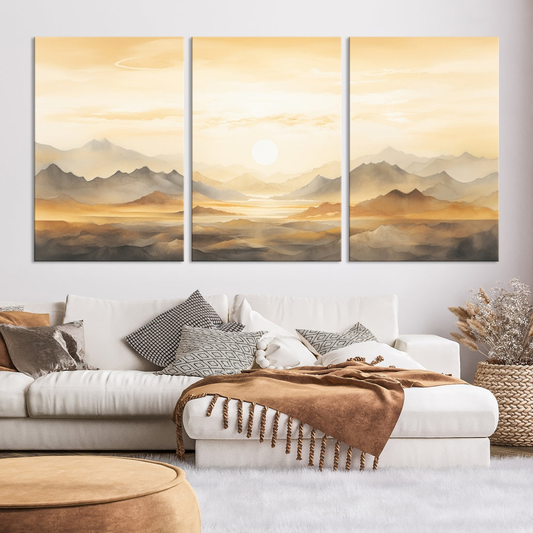 Edit-Images-Sepia Color Abstract Mountain Wall Art Canvas Print
