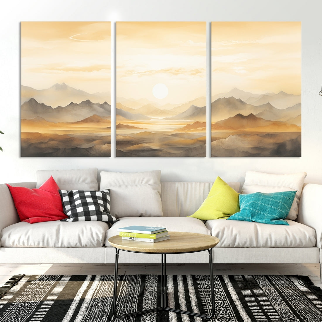 Edit-Images-Sepia Color Abstract Mountain Wall Art Canvas Print