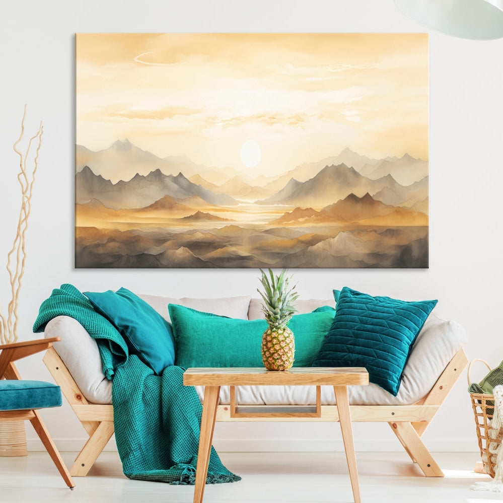 Edit-Images-Sepia Color Abstract Mountain Wall Art Canvas Print