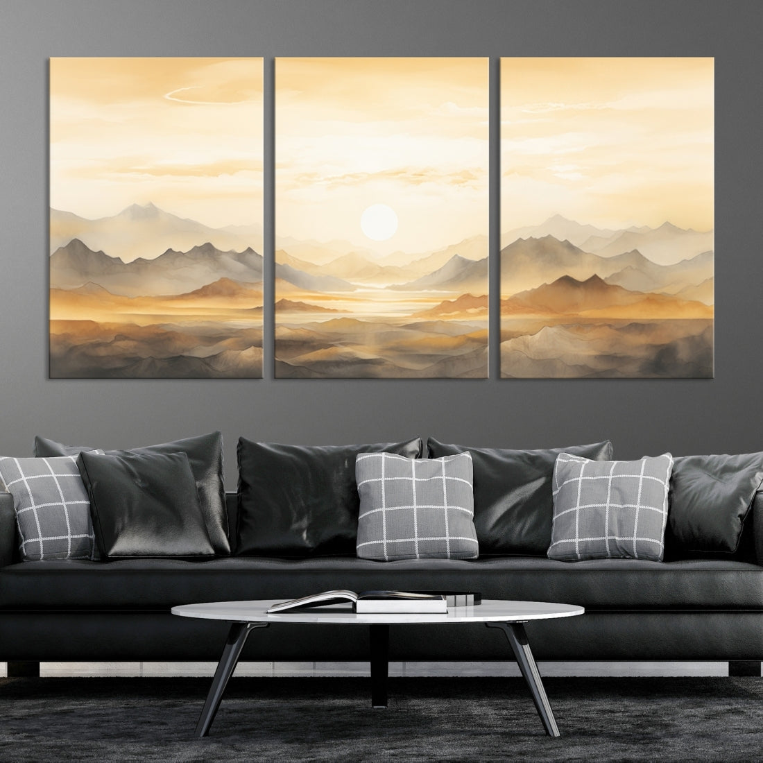 Edit-Images-Sepia Color Abstract Mountain Wall Art Canvas Print