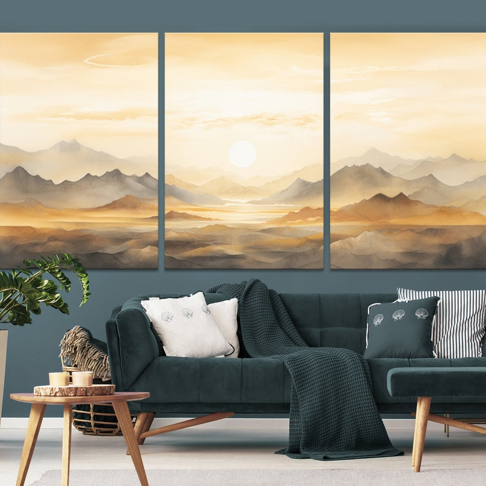 Edit-Images-Sepia Color Abstract Mountain Wall Art Canvas Print