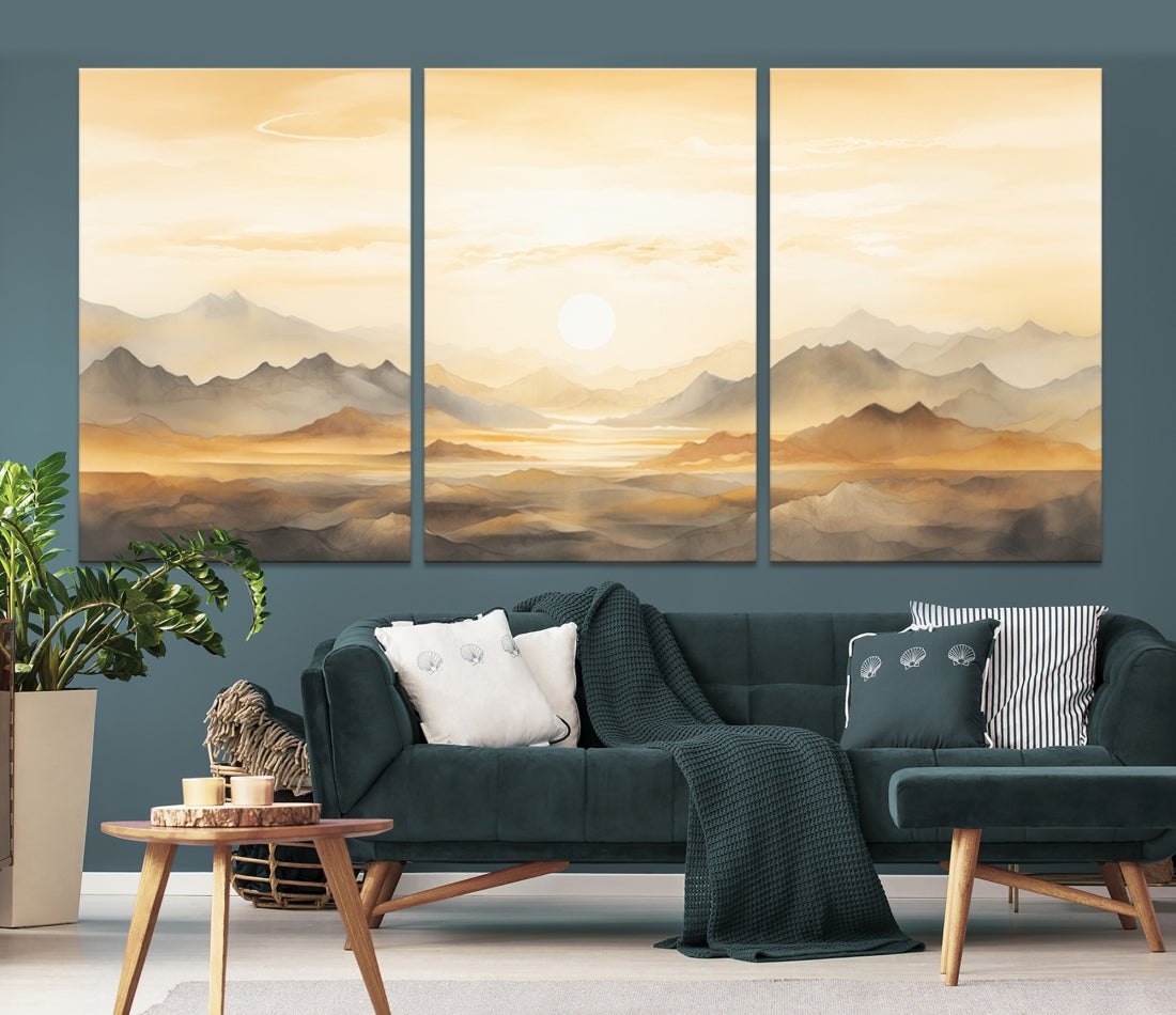 Edit-Images-Sepia Color Abstract Mountain Wall Art Canvas Print