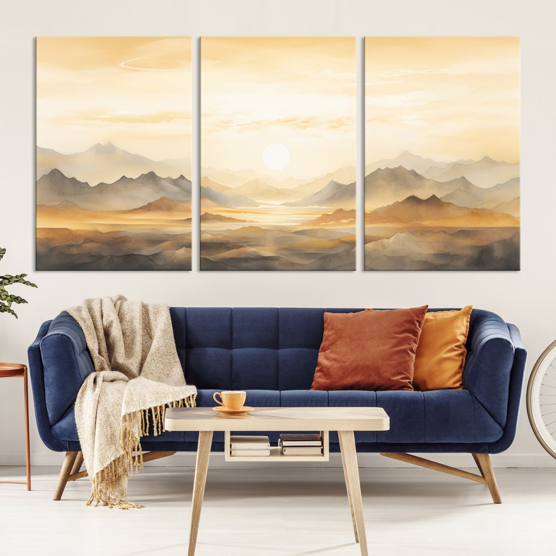 Edit-Images-Sepia Color Abstract Mountain Wall Art Canvas Print