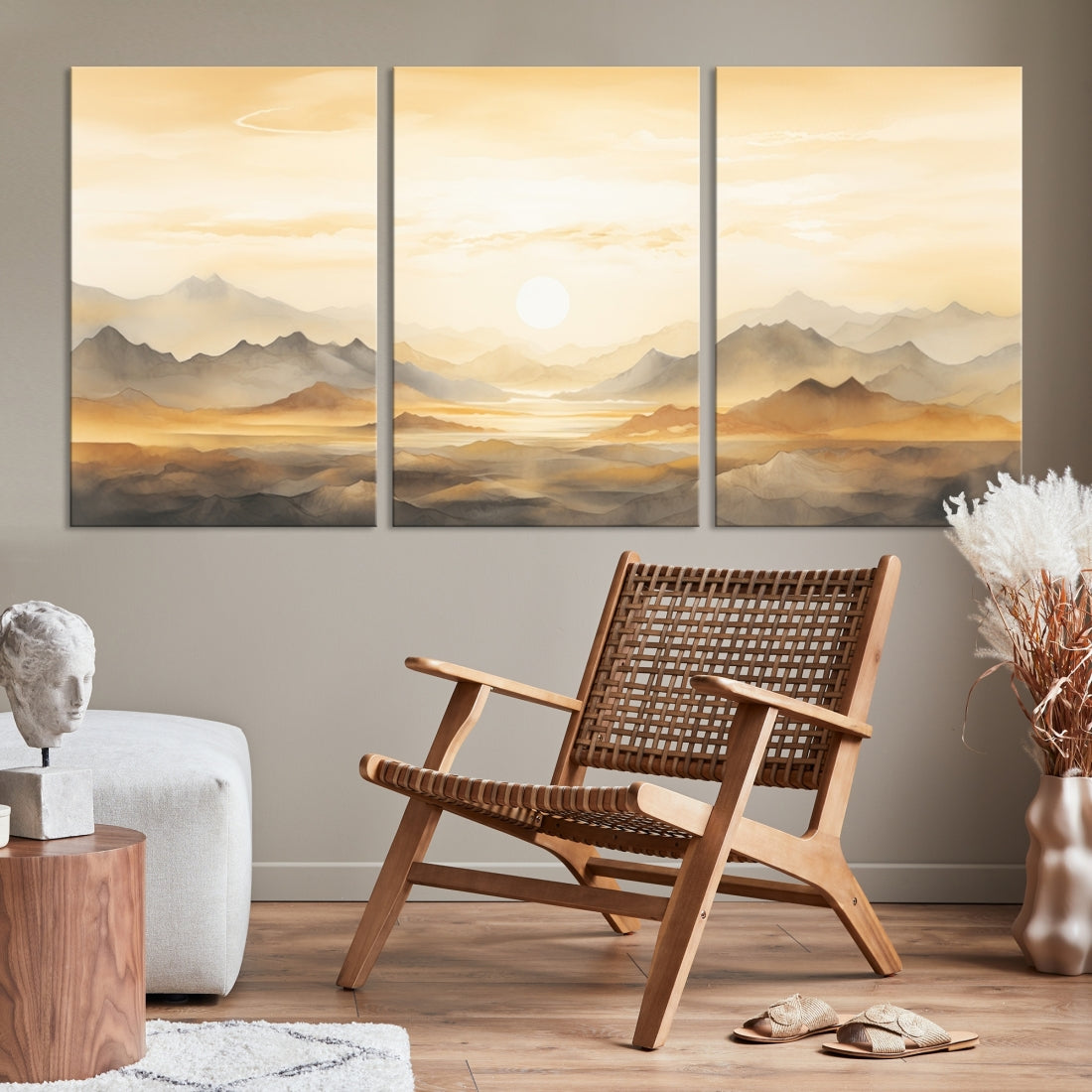 Edit-Images-Sepia Color Abstract Mountain Wall Art Canvas Print