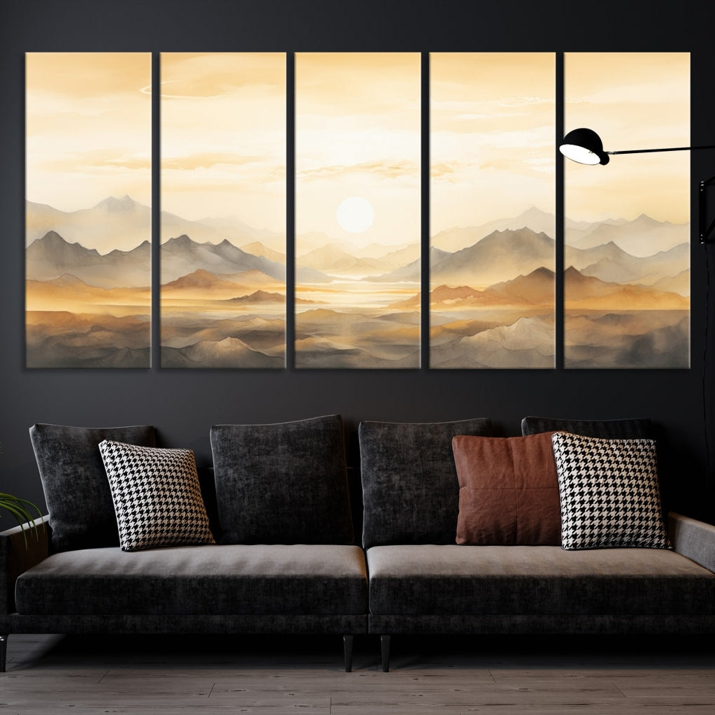 Edit-Images-Sepia Color Abstract Mountain Wall Art Canvas Print