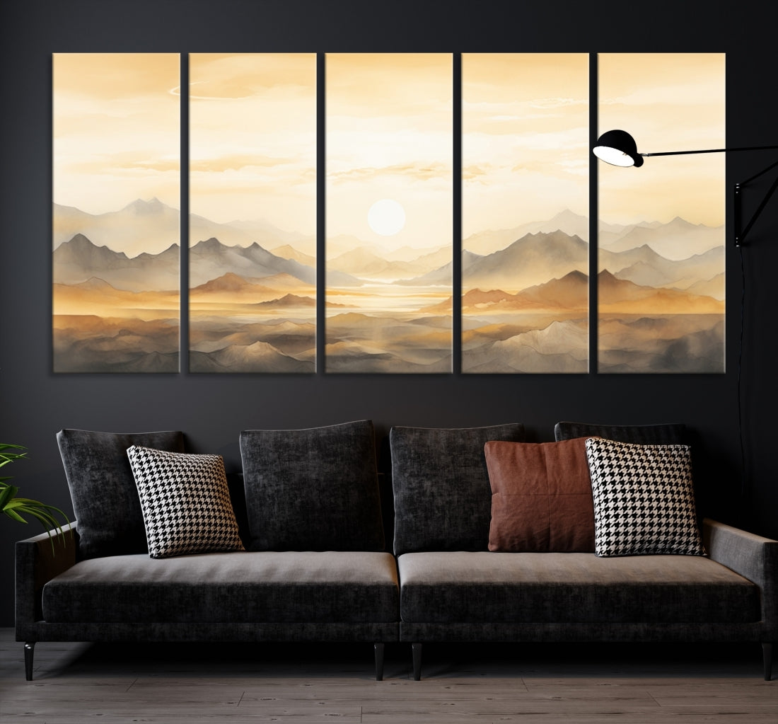 Edit-Images-Sepia Color Abstract Mountain Wall Art Canvas Print